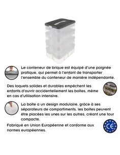 Boîte de rangement avec compartiments empilables pour jouets briques de construction 2