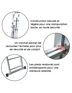 UP Echelle transformable en aluminium coulissante extensible 3 plans 2