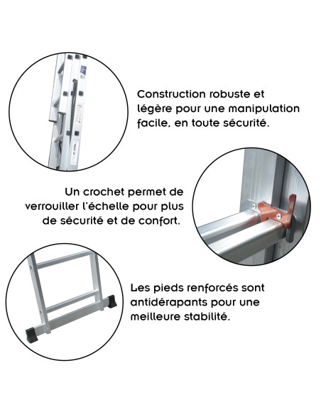 UP Echelle transformable en aluminium coulissante extensible 3 plans