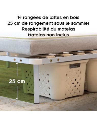 NAMARA Sommier à lattes robuste avec pieds en acier - Montage facile -