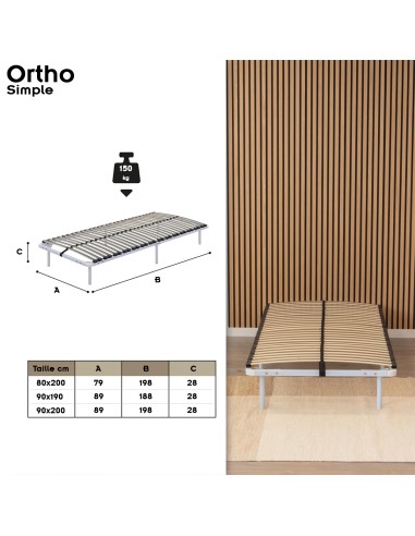 ORTHO Sommier à lattes en acier avec bande stabilisatrice