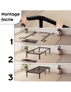 SAPPHO Cadre de lit en acier avec espace de rangement - Montage facile - 2