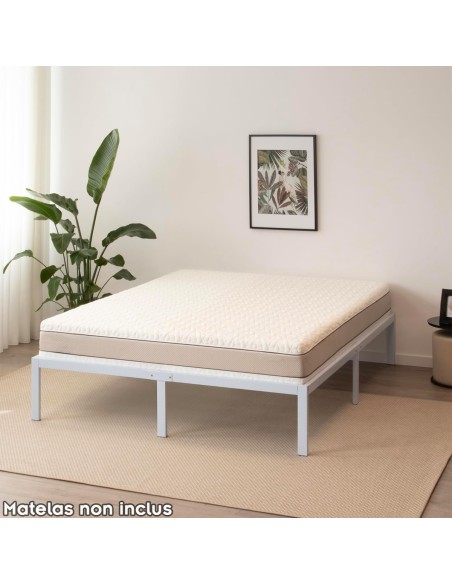 SAPPHO Cadre de lit en acier avec espace de rangement - Montage facile -