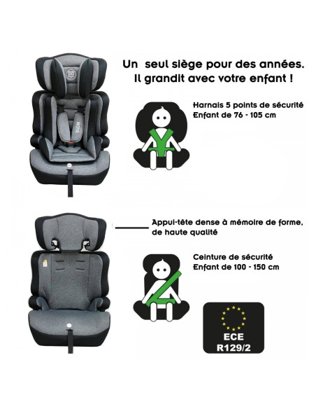 MOYA Siège-auto ceinturé évolutif R129 I-Size 76-150 cm pour enfants