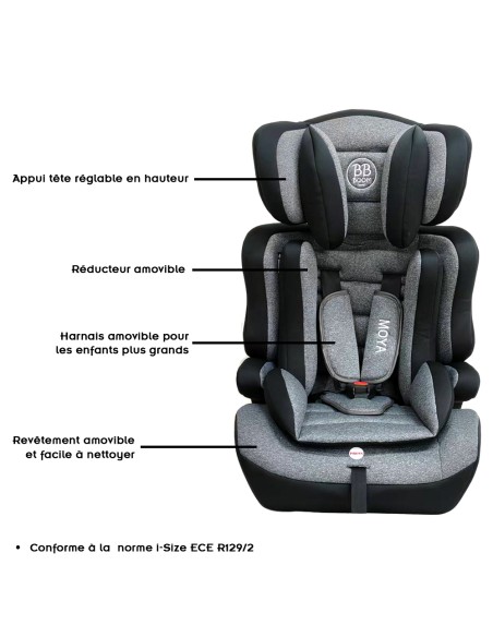 MOYA Siège-auto ceinturé évolutif R129 I-Size 76-150 cm pour enfants