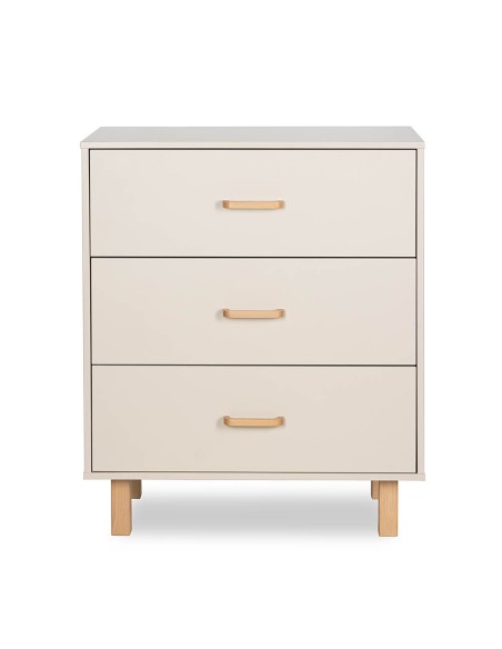 LAURA Commode bébé en bois de hêtre 3 tiroirs Champagne