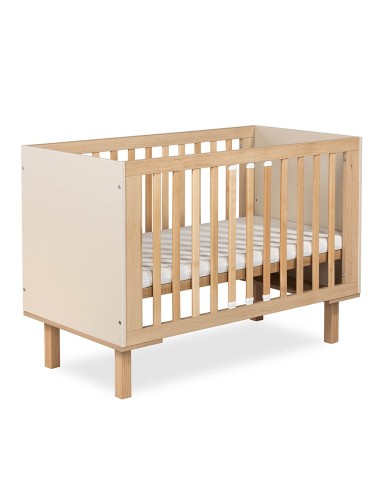 LAURA Lit bébé évolutif à barreaux avec barrière de sécurité 120x60 Champagne