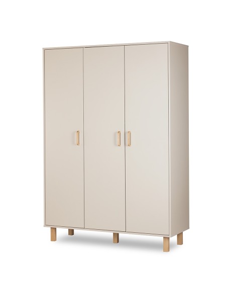 LAURA Armoire penderie 3 portes avec étagères et 3 tiroirs 195x137