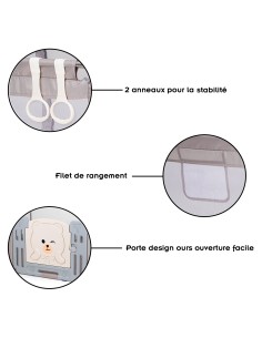 AMICO Parc bébé 180×200 cm avec porte, filets respirants et 2 poignées 2