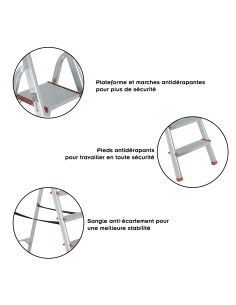 RISE Escabeau pliable en aluminium avec pieds antidérapants 2