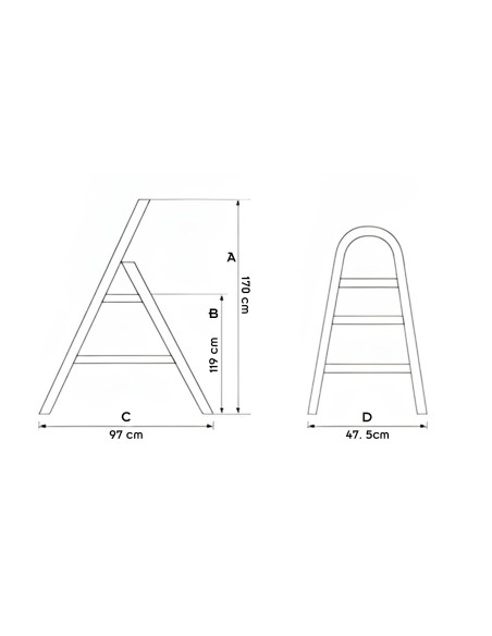 RISE Escabeau pliable en aluminium avec pieds antidérapants