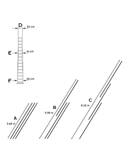 UP Echelle transformable en aluminium coulissante extensible 3 plans
