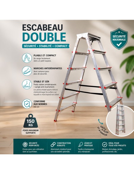 MTRA Escabeau double marchepied en aluminium