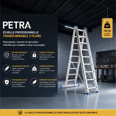 PETRA Echelle professionnelle transformable en aluminium 3 plans 2
