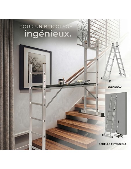 HIGH Échelle 2 Plans Modulable en Aluminium – Polyvalente 3-en-1