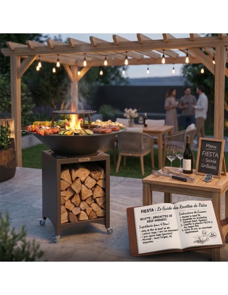 FIESTA Brasero haut de qualité barbecue plancha en acier épais