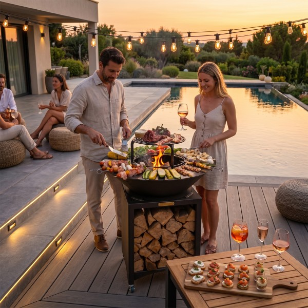 FIESTA Brasero haut de qualité barbecue plancha en acier épais