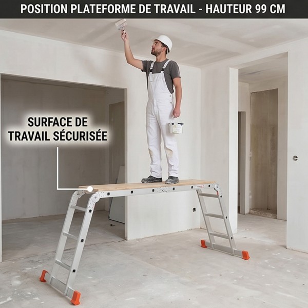 Échelle modulable aluminium 4x3 avec plateforme ZTRA