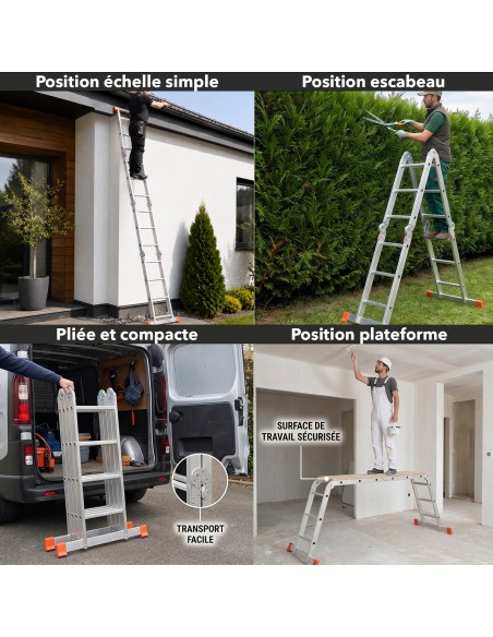 Échelle modulable aluminium 4x3 avec plateforme ZTRA