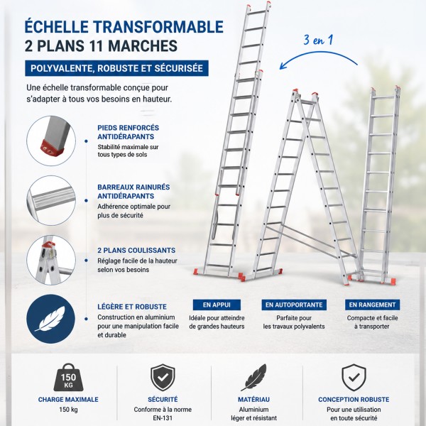 XTRA Echelle en aluminium 2 plans