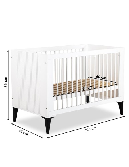 MIA Lit bébé évolutif à barreaux avec sommier réglable