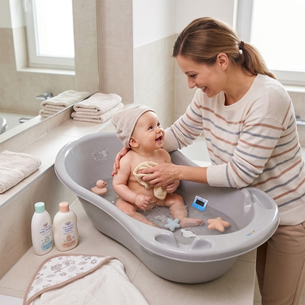 Baignoire bébé thermomètre pied évacuation 86 cm | BB-BOOM