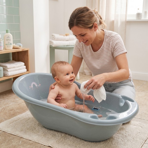 Baignoire bébé thermomètre pied évacuation 86 cm | BB-BOOM