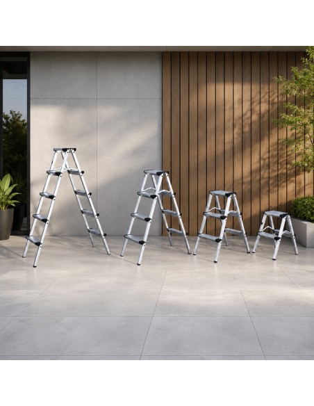 STEP Marchepied double pliable en aluminium – 2 à 5 marches