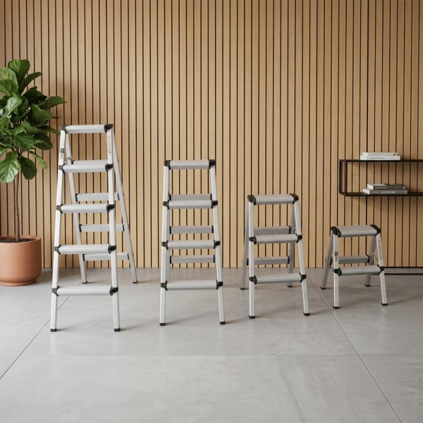 STEP Marchepied double pliable en aluminium – 2 à 5 marches
