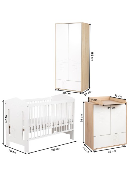 IDA Ensemble bébé armoire, commode et lit