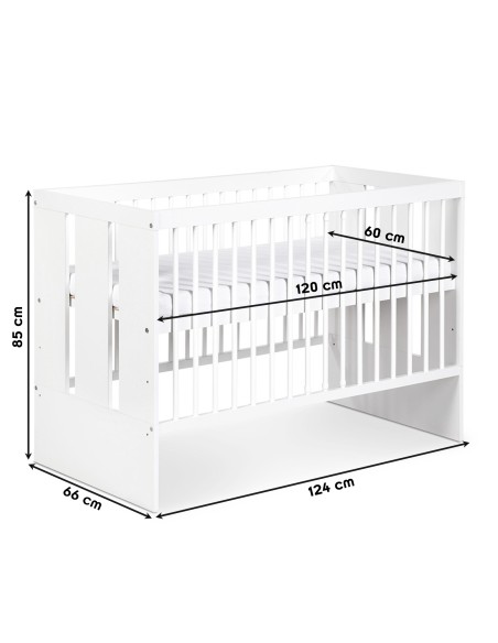 PAOLA Lit bébé évolutif avec barreaux