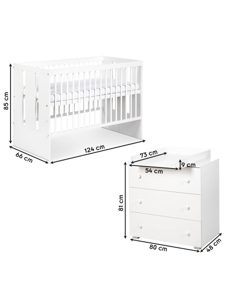 PAOLA Ensemble bébé lit et commode