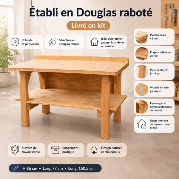 Etabli en bois douglas
