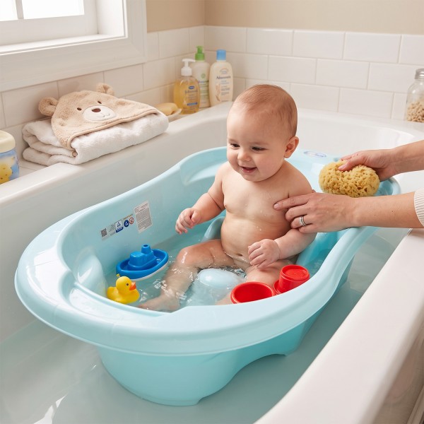 Baignoire bébé avec réducteur et thermomètre intégré