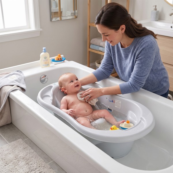 Baignoire bébé avec réducteur et thermomètre intégré