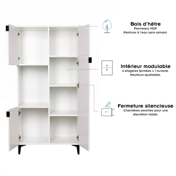 MIA Armoire 3 portes avec étagères et 1 niche
