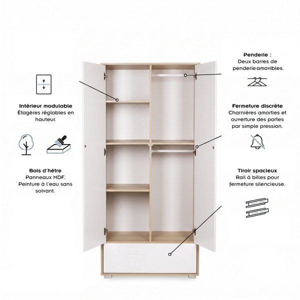 IDA Ensemble bébé armoire, commode et lit