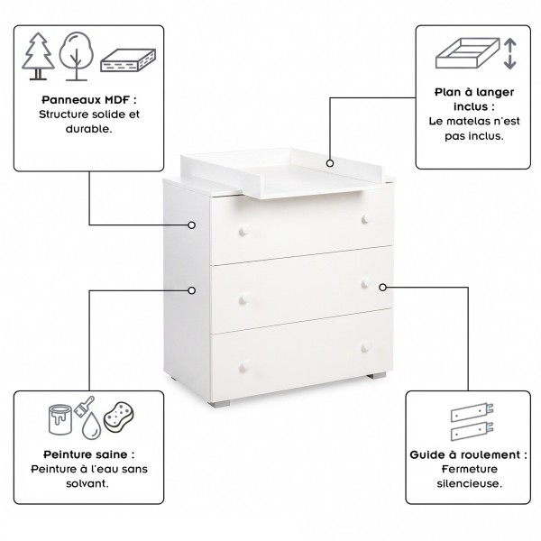 PAOLA Ensemble bébé lit et commode