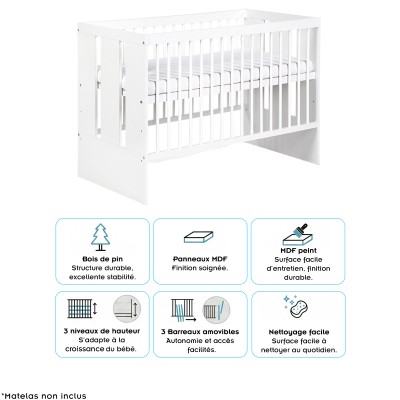PAOLA Ensemble bébé lit et commode 2