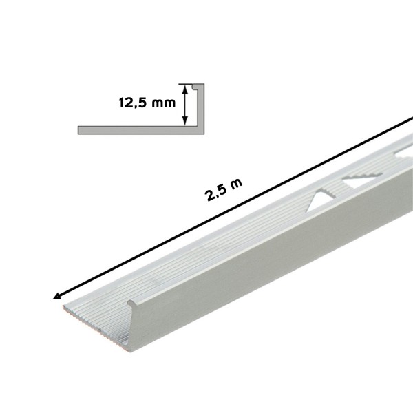 Profilé de finition d'angle pour carrelage  aluminium anode 12,5 mm longueur 2,5 m