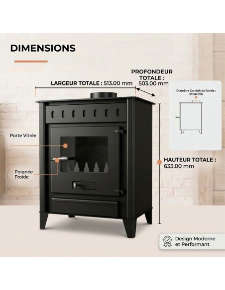 Dimensions du poêle à bois