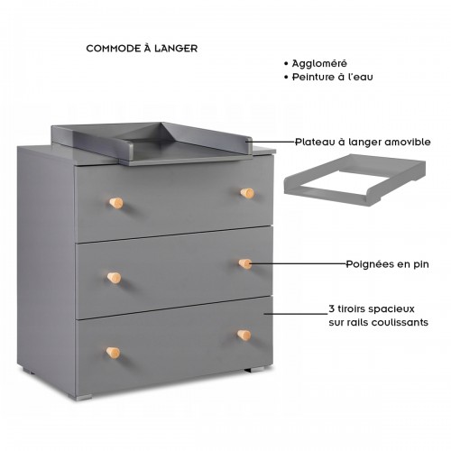 PAULINE Commode à langer avec plateau amovible 2