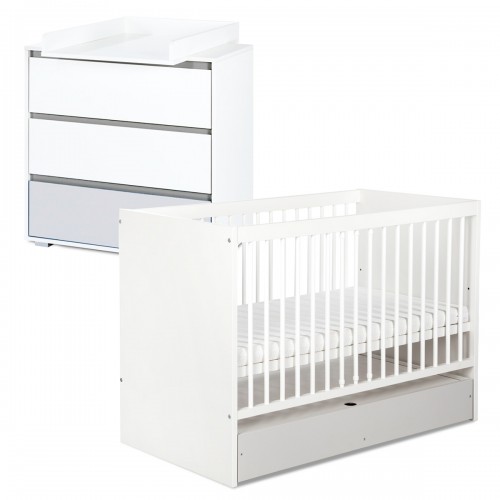 DALIA Ensemble commode à langer+ lit bébé évolutif 120x60 2